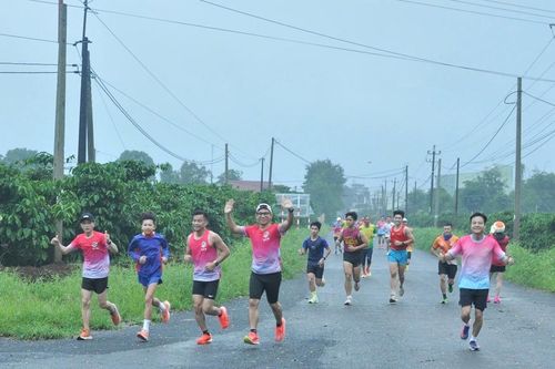 70 người tham gia giao lưu chạy bộ tại hàng thông trăm tuổi Chư Păh