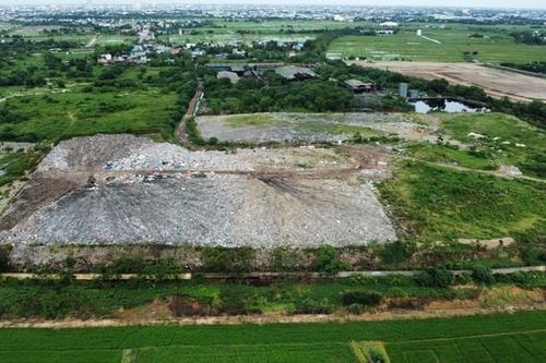 Toàn cảnh bãi chôn lấp rác của Công ty CP Môi trường Nam Định bị người dân phản ánh gây ô nhiễm