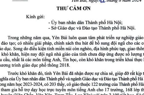 Chủ tịch tỉnh Yên Bái gửi thư cảm ơn ngành giáo dục Hà Nội