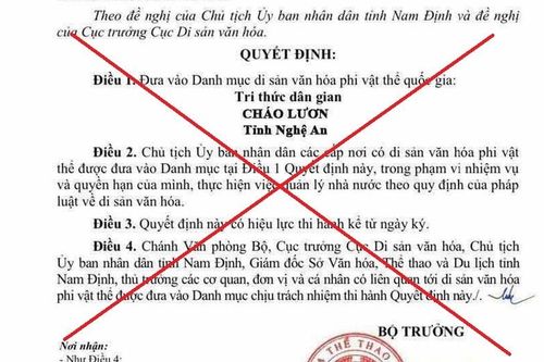 Cháo lươn vào Danh mục Di sản là thông tin sai sự thật