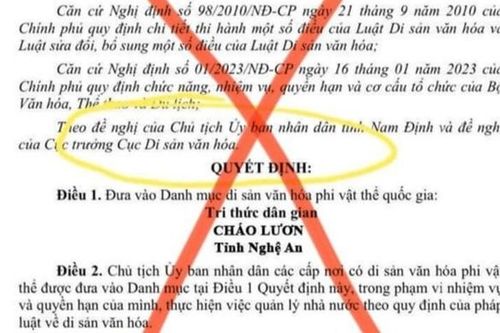 Thông tin 'Cháo lươn' của tỉnh Nghệ An vào danh mục Di sản văn hóa phi vật thể là giả mạo