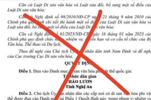 Thông tin cháo lươn là Di sản văn hóa phi vật thể quốc gia là sai