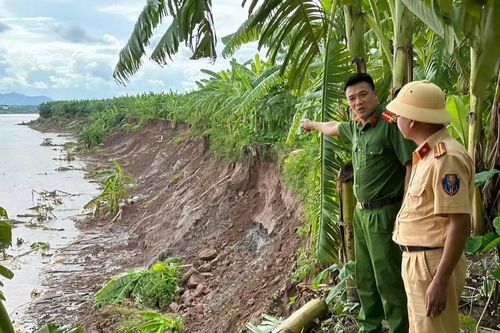 Sạt lở trên tuyến sông Hồng tại Phú Thọ chỉ cách nhà dân vài chục mét