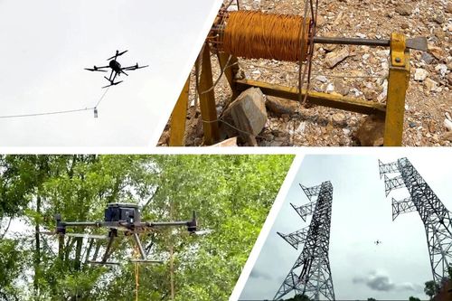 Truyền tải điện Hòa Bình ứng dụng UAV rải cáp mồi phục vụ thi công đường dây 500kV mạch 3