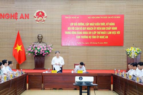 Đoàn cán bộ quy hoạch Ủy viên Ban Chấp hành Trung ương Đảng khóa XIV làm việc với Ban Thường vụ Tỉnh ủy Nghệ An