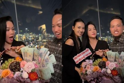 Nhật Kim Anh được tặng giỏ tiền, giá trị không nhỏ
