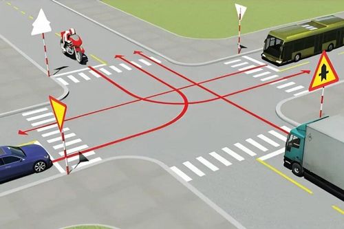 Các xe đi theo thứ tự nào là đúng quy tắc giao thông?
