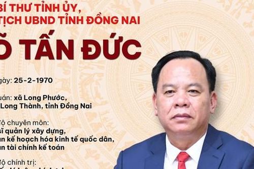 Tiểu sử đồng chí Võ Tấn Đức, tân Phó Bí thư Tỉnh ủy, Chủ tịch UBND tỉnh Đồng Nai