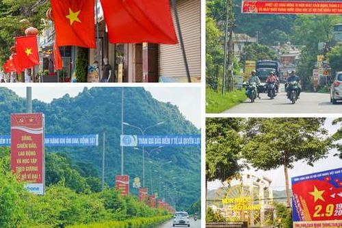 Cao Bằng rực sắc đỏ, cờ hoa, biển bạt chào mừng Cách mạng tháng Tám và Quốc khánh 2/9