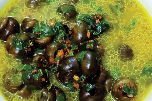 Dân dã ốc ruộng nấu lá lốt