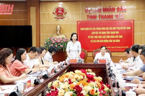 Đoàn giám sát của Trung ương Hội LHPN Việt Nam làm việc với UBND tỉnh Thanh Hóa về thực hiện Luật Bình đẳng giới