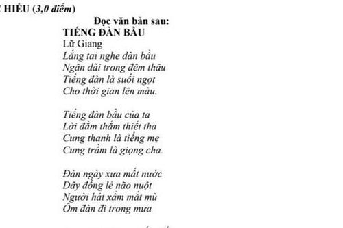 Bài thơ 'Tiếng đàn bầu' vào đề thi học sinh giỏi Ngữ văn