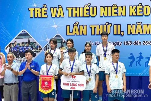 Đoàn vận động viên Lạng Sơn đoạt 4 huy chương tại Giải vô địch trẻ và thiếu niên kéo co quốc gia lần thứ II năm 2024
