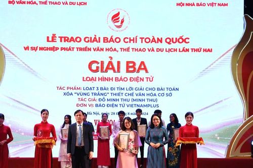 Báo VietnamPlus được xướng tên tại giải thưởng báo chí của ngành Văn hóa