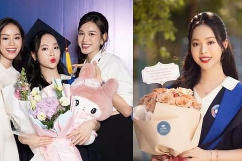 Hoa hậu Đỗ Thị Hà có mặt trong lễ tốt nghiệp Thủ khoa của Á hậu Trịnh Thùy Linh