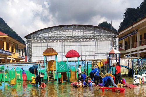 Nhiều trường học tại huyện Trùng Khánh (Cao Bằng) căng mình khắc phục hậu quả mưa lũ