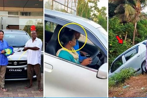 Vừa rời đại lý ô tô, người phụ nữ lái xe Suzuki mới tinh lao xuống mương