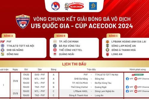 Vòng chung kết Giải U.15 quốc gia 2024: U.15 Đồng Nai ra quân gặp SHB.Đà Nẵng