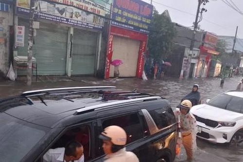 Cây xanh ngã đổ, ô tô ngập nước trong cơn mưa lớn ở TPHCM