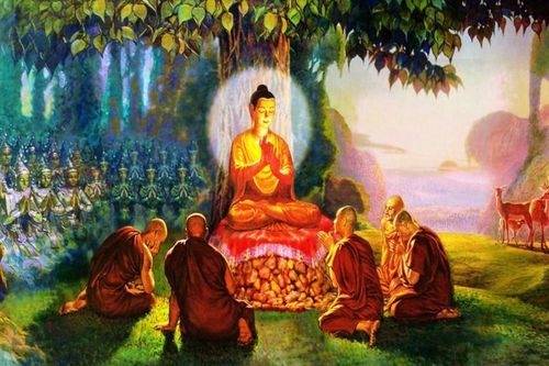 Đức Phật quán nhân duyên giáo hóa năm ẩn sĩ Kiều Trần Như