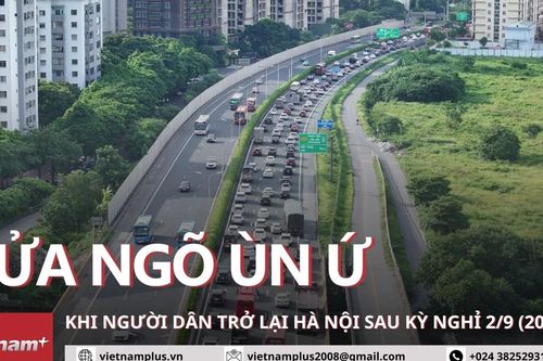 Nhiều cửa ngõ Hà Nội đông đúc vì người dân đổ về sau nghỉ Lễ 2/9