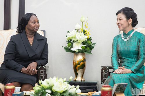 Phu nhân Ngô Phương Ly chủ trì tiệc trà với Phu nhân Dinisia dos Reis Embalo
