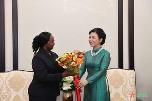 Phu nhân Tổng Bí thư, Chủ tịch nước Tô Lâm tặng Đệ nhất phu nhân Guinea-Bissau trà 'ngũ phúc lâm môn'
