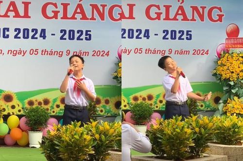 Nam sinh cấp Hai gây sốt với ca khúc 'Một vòng Việt Nam' trong lễ khai giảng