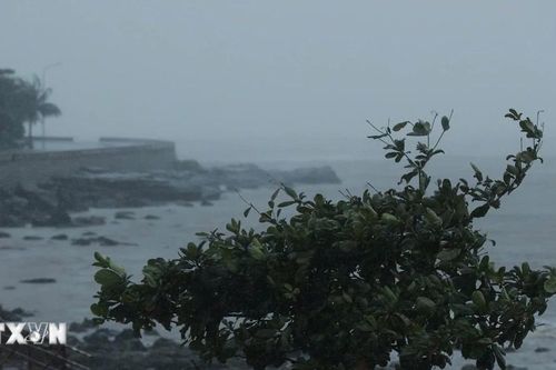 Biển Đồ Sơn mù mịt trong mưa lớn trước khi bão số 3 đổ bộ