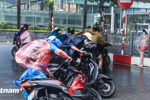 Hà Nội: Gió bão mạnh 'quật ngã' hàng loạt phương tiện giao thông