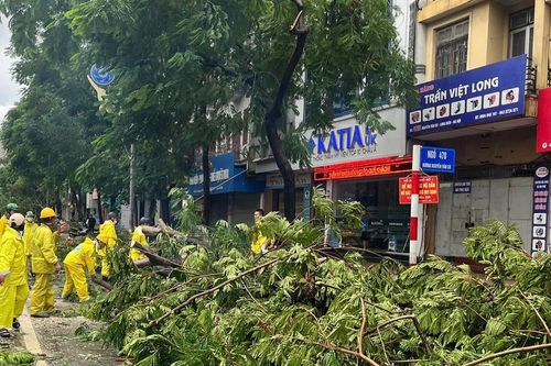 Người dân Hà Nội chung tay hỗ trợ lực lượng chức năng khắc phục hậu quả sau bão