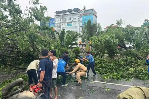 Hà Nội: Lực lượng Công an cùng nhân dân chung tay dọn dẹp sau cơn bão số 3 càn quét