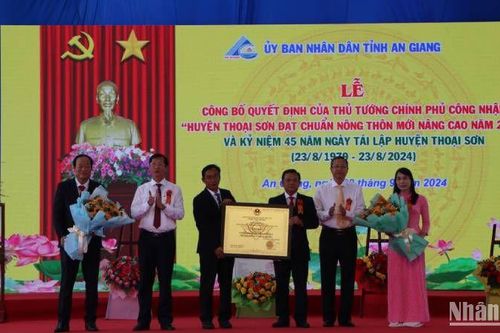 Huyện Thoại Sơn, tỉnh An Giang đạt chuẩn nông thôn mới nâng cao