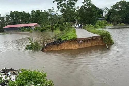 Hà Nội: Vỡ bờ bao Đầm Khoai tại huyện Sóc Sơn, nước tràn vào lúa và hoa màu