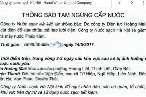 Hoãn cắt nước tại một số quận trung tâm Hà Nội