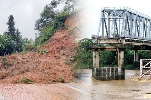 Sập cầu, xe khách bị vùi lấp, tê liệt giao thông vì mưa lũ tại miền Bắc