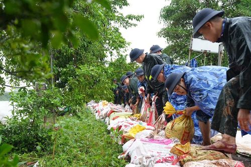 Cảnh sát Biển tham gia chống tràn đê sông cầu Ngà