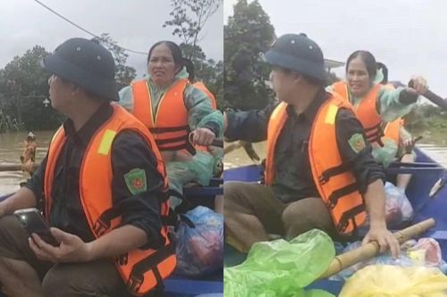 'Cô lái đò 40 năm kinh nghiệm' tới Thái Nguyên giúp phát đồ cứu trợ