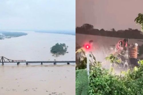 3 người mắc kẹt ở bãi giữa sông Hồng được cảnh sát giải cứu