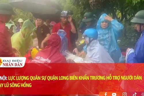 Hà Nội: Lực lượng quân sự quận Long Biên khẩn trương hỗ trợ người dân 'chạy lũ' sông Hồng