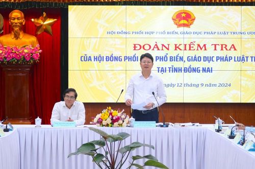 Thứ trưởng Bộ Tư pháp Nguyễn Thanh Tịnh làm việc với Đồng Nai: 'Đồng Nai là điển hình của công tác PBGDPL'