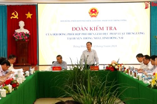 Hội đồng phối hợp phổ biến, giáo dục pháp luật Trung ương làm việc với huyện Thống Nhất