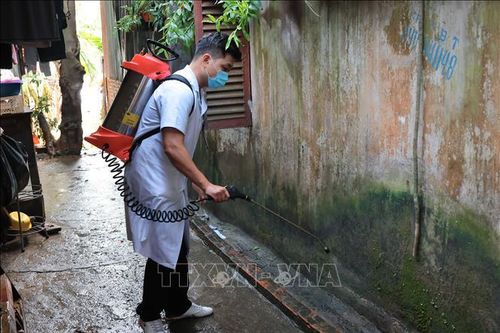 Y tế quận Hai Bà Trưng (Hà Nội) phun khử khuẩn phòng dịch bệnh