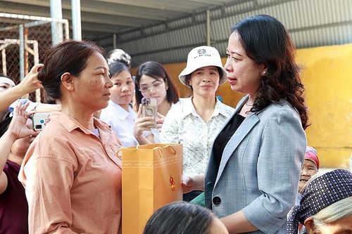 Phó Chủ tịch nước Võ Thị Ánh Xuân thăm, tặng quà tại huyện Lục Nam, Bắc Giang