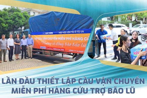 Lần đầu thiết lập cầu vận chuyển miễn phí hàng cứu trợ bão lũ
