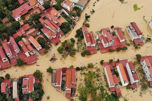Tràn đê bối, cả xã Trí Yên ngập sâu trong nước lũ