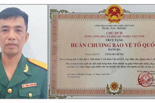 Truy tặng Huân chương Bảo vệ Tổ quốc cho trung tá hy sinh khi giúp dân khắc phục hậu quả bão số 3