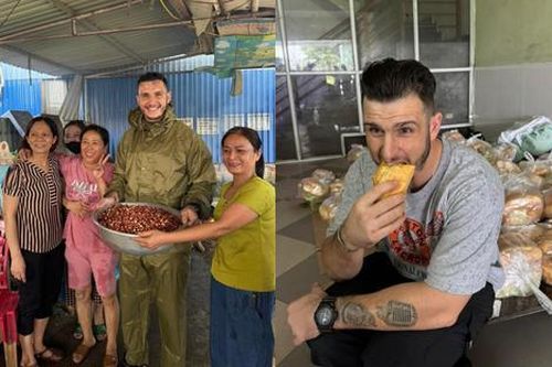 Dầm mình trong nước lũ, chàng Tây cùng vợ chia cơm cứu trợ giữa vùng lũ Thái Nguyên