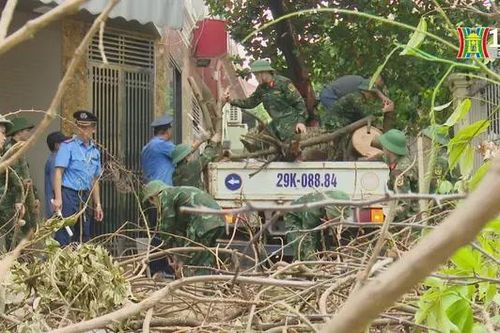 Hà Đông nhanh chóng dọn dẹp đường phố sau bão số 3