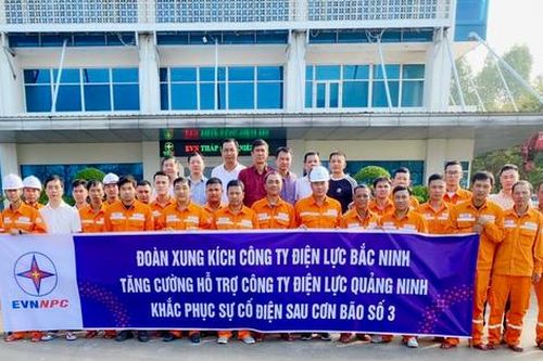 Đội xung kích Điện lực Bắc Ninh đến Quảng Ninh hỗ trợ khắc phục sự cố điện sau bão số 3